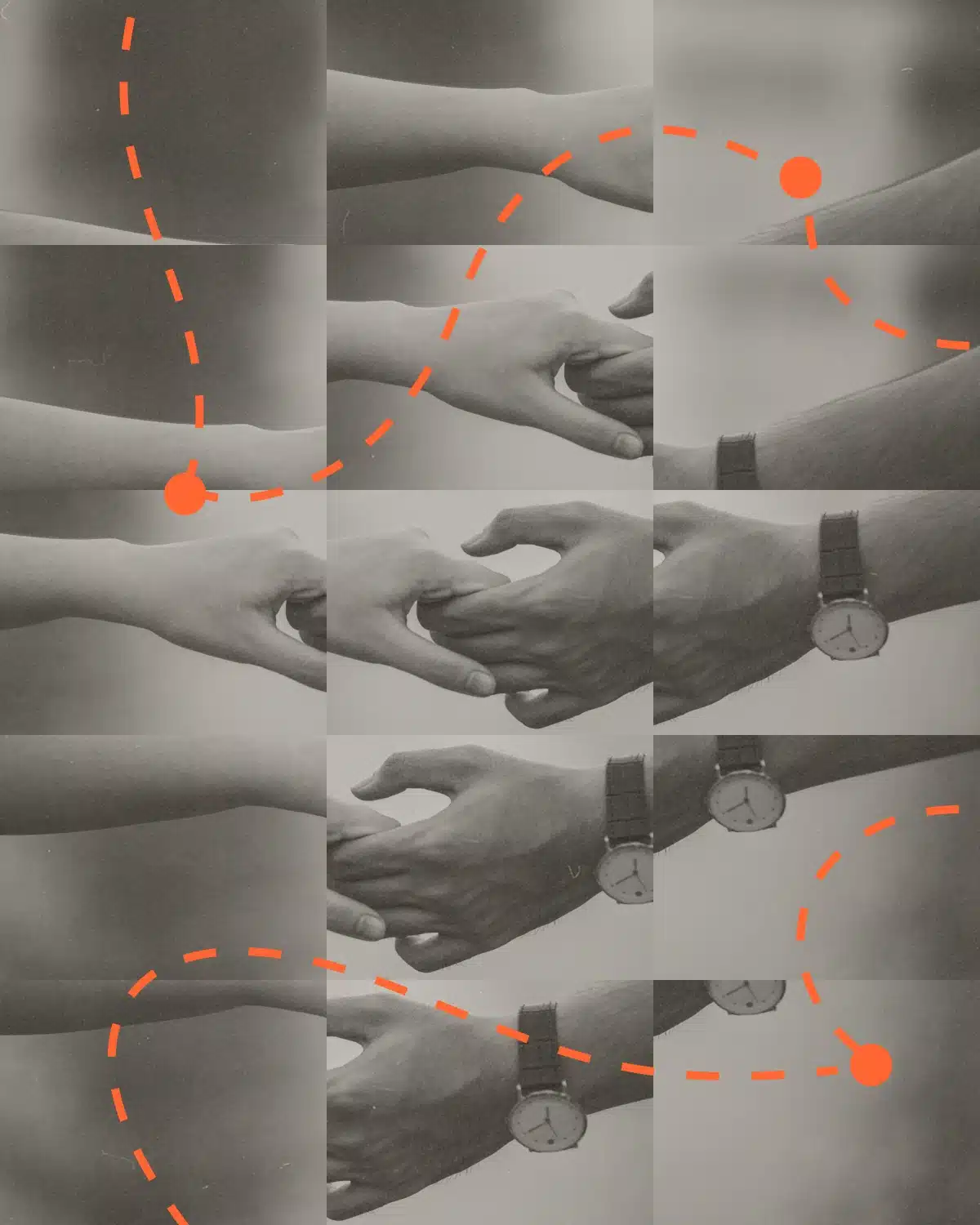 two hands grasping for each other