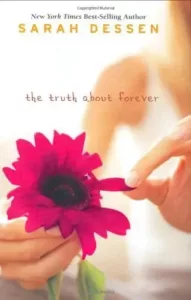 the truth about forever book cover, woman picking a petal from a flower