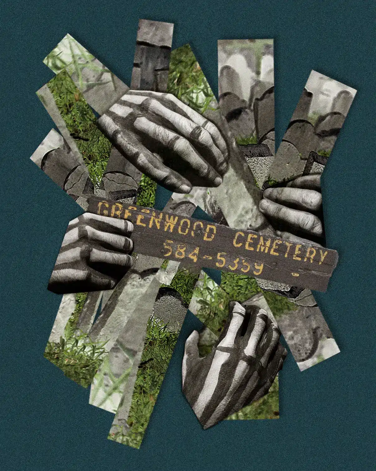 A Collage With Gravestones and Skeletal Hands A Collage With Gravestones and Skeletal Hands