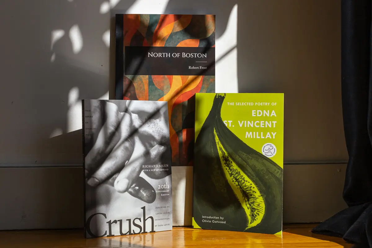 Three American Paperback Poetry Books on a Table