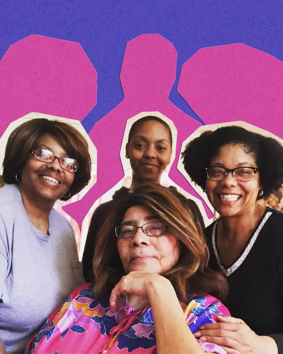 Silhouetted Family Photo with Four Generations of Women